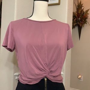 Gaze pink front twist crop top Size L